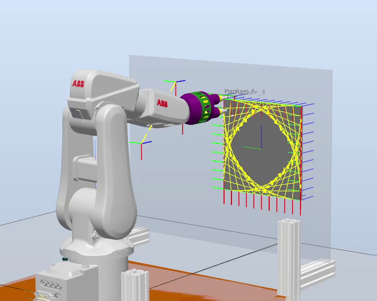 Screenshot of the Robot Studio software used to program the robot